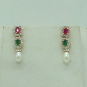Multicolour CZ Stones and Tear Drop Pearls Necklace Set JNC0149