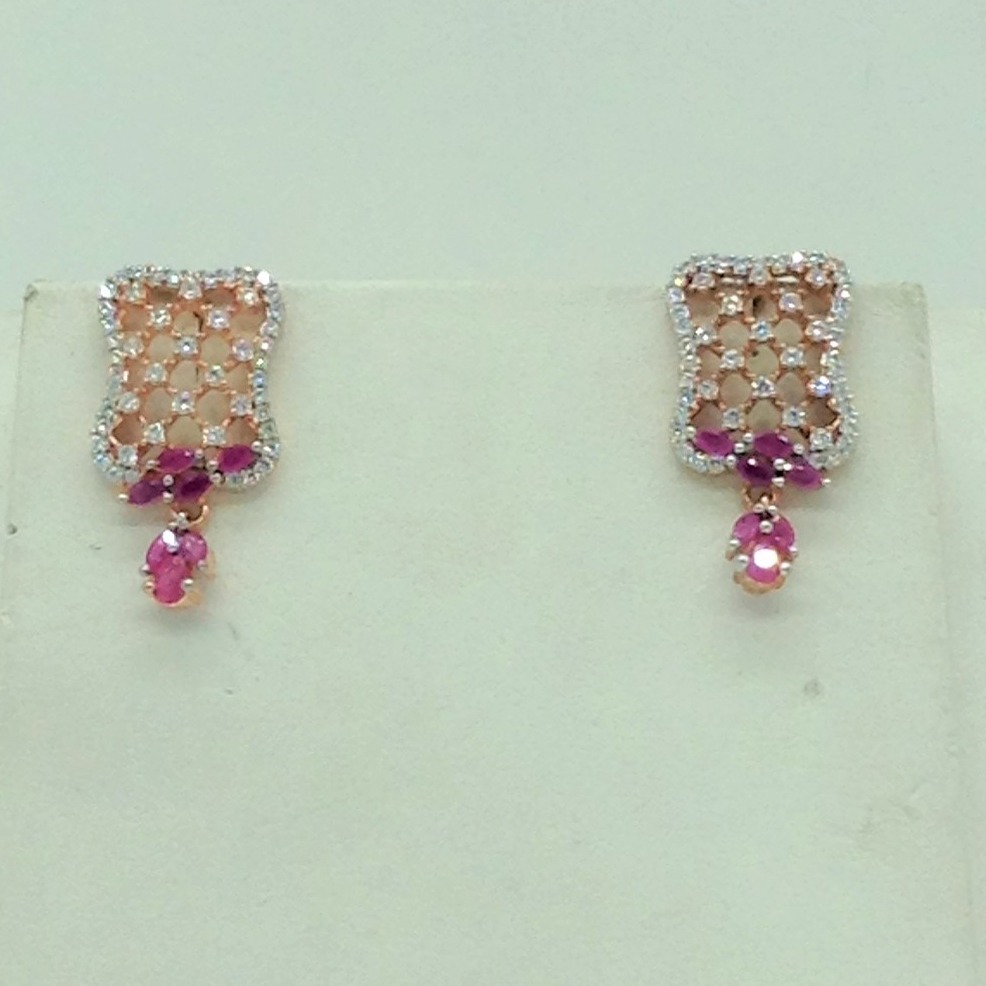 White,red cz pendent set with 2 line flat pearls jps0701 - Image 3
