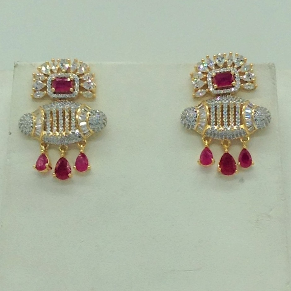 White,red cz pendent set with 2 line flat pearls jps0700 - Image 3