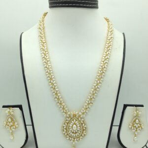 Freshwater white pearls long haar set jnc0139