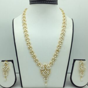 Freshwater white pearls long haar set jnc0138