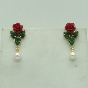 Coral Flower and Jade Leaves Necklace Set JNC0136