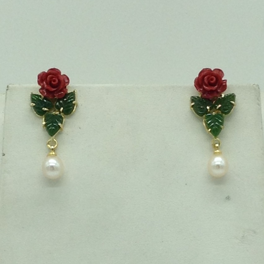 Coral Flower and Jade Leaves Necklace Set JNC0136