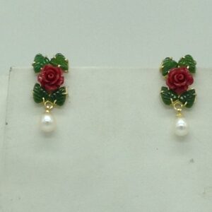 Coral Flower and Jade Leaves Necklace Set JNC0135
