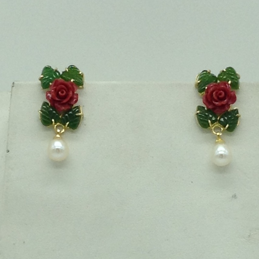 Coral Flower and Jade Leaves Necklace Set JNC0135