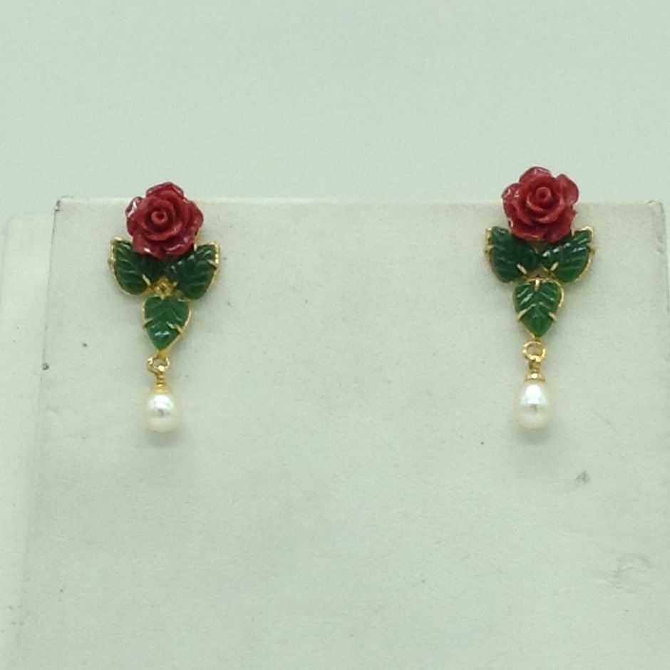 Coral Flower and Jade Leaves Necklace Set JNC0134