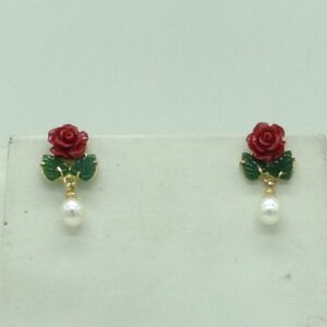 Coral Flower and Jade Leaves Necklace Set JNC0133