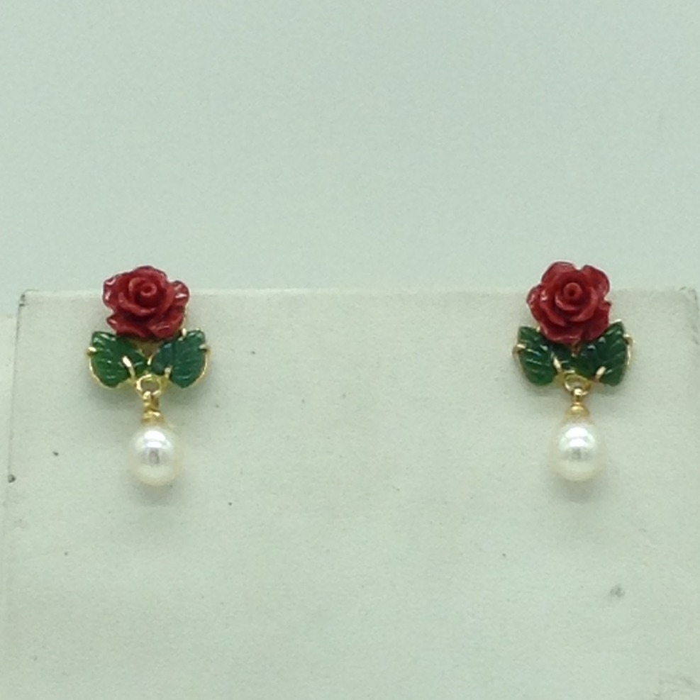 Coral Flower and Jade Leaves Necklace Set JNC0133