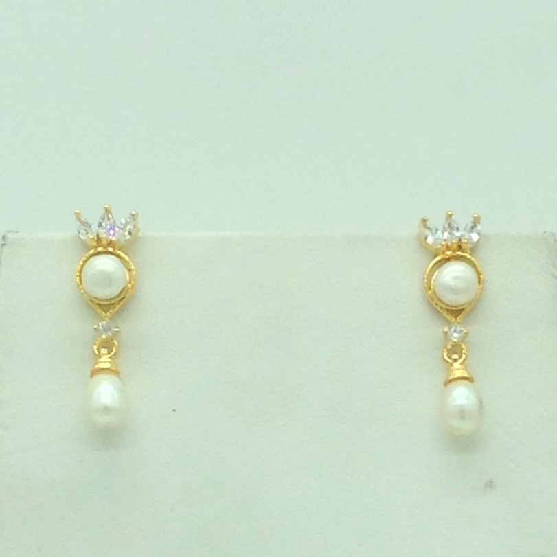 White cz pendent set with 1 line oval pearls mala jps0684 - Image 3