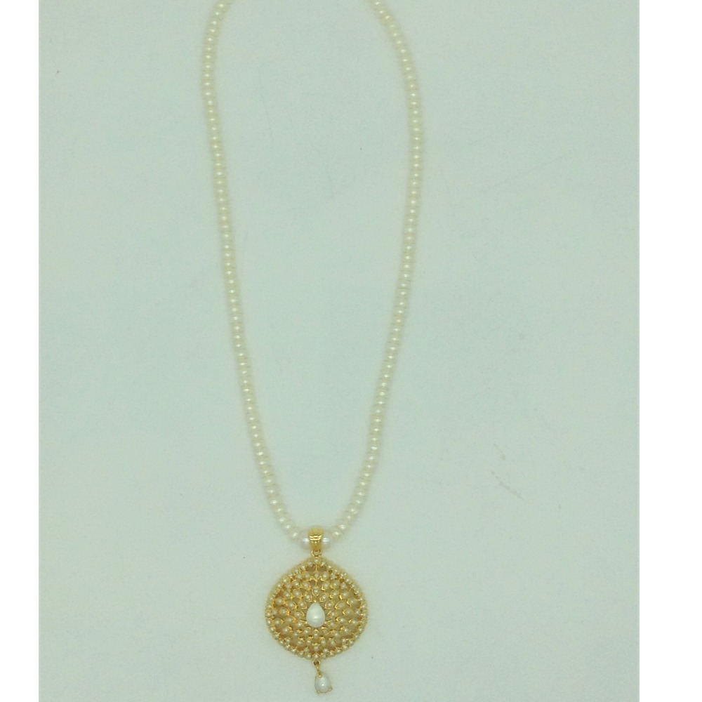 Pearls pendent set with 1 line flat pearls mala jps0678 - Image 4