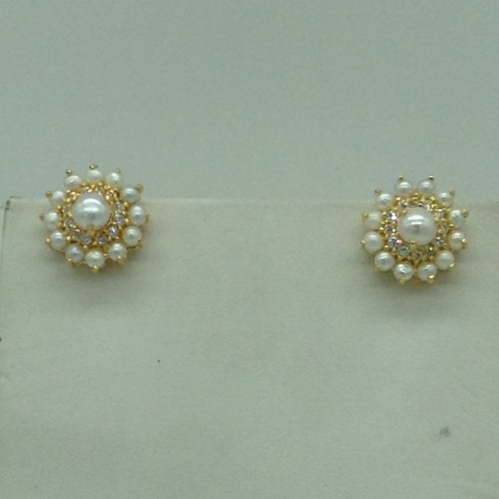 White cz and pearls pendent set with 1 line oval pearls mala jps0673 - Image 3