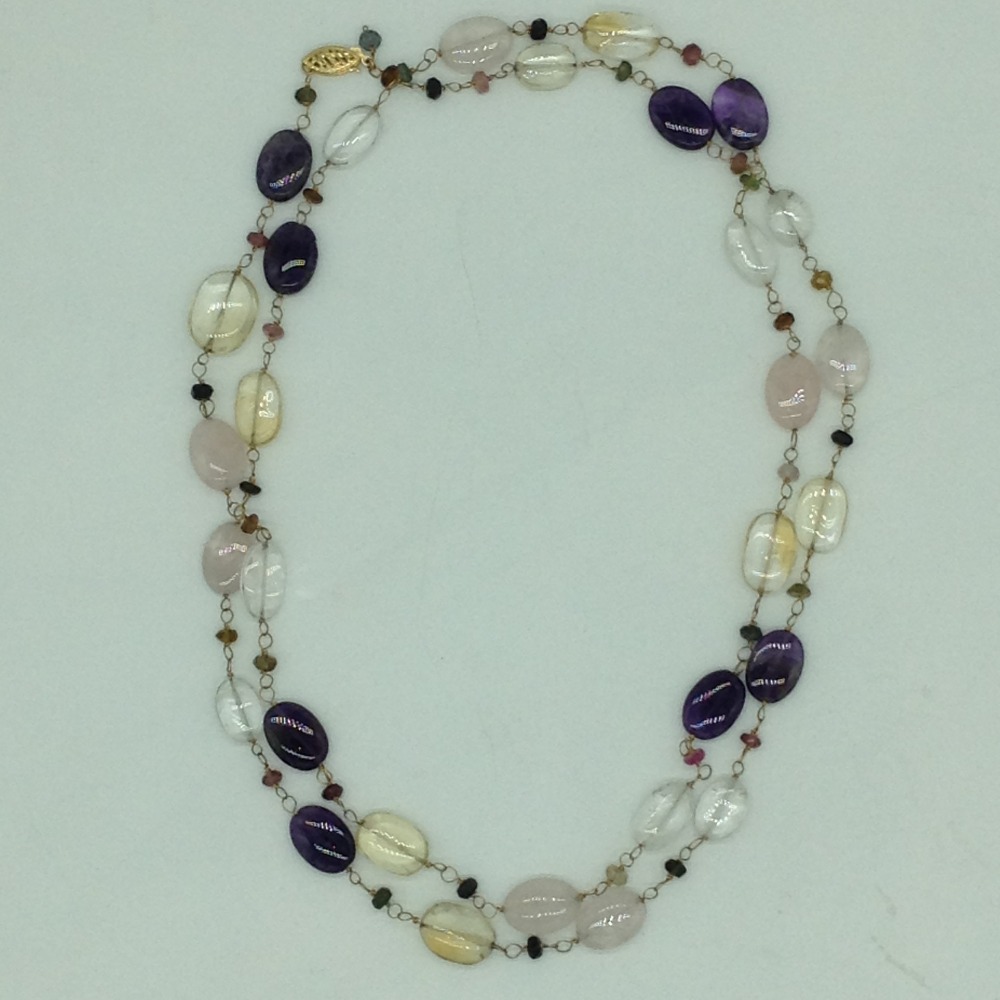 Multicolour Semiprecious Oval Aweja Long Chain JSS0153