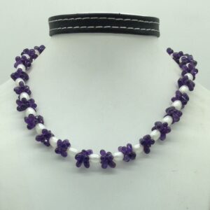 reshwater White Oval Pearls with Amethyst Mala JPM0469