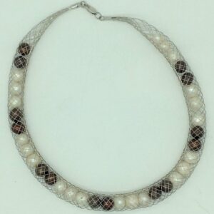 Freshwater Multicolour Round Pearls Wire Mesh Mala JPM0468