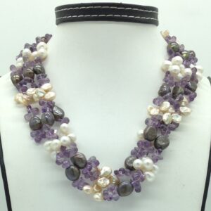 Multicolour kudkal pearls with amethyst neckalce jpm0466