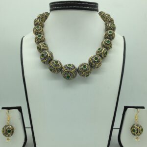 White and green cz balls graded necklace set jnc0131