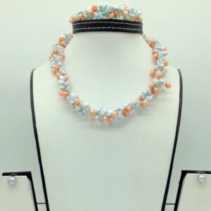 Freshwater multicolour pearls 3 lines twisted set jpp1089