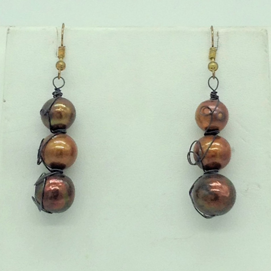 Freshwater multicolour pearls and white semi set in wire mesh jpp1088