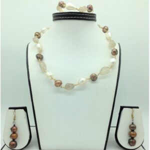 Freshwater multicolour pearls and white semi set in wire mesh jpp1088