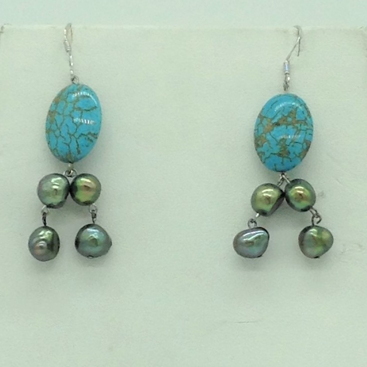 Freshwater multicolour pearls and turquoise set in wire mesh jpp1087