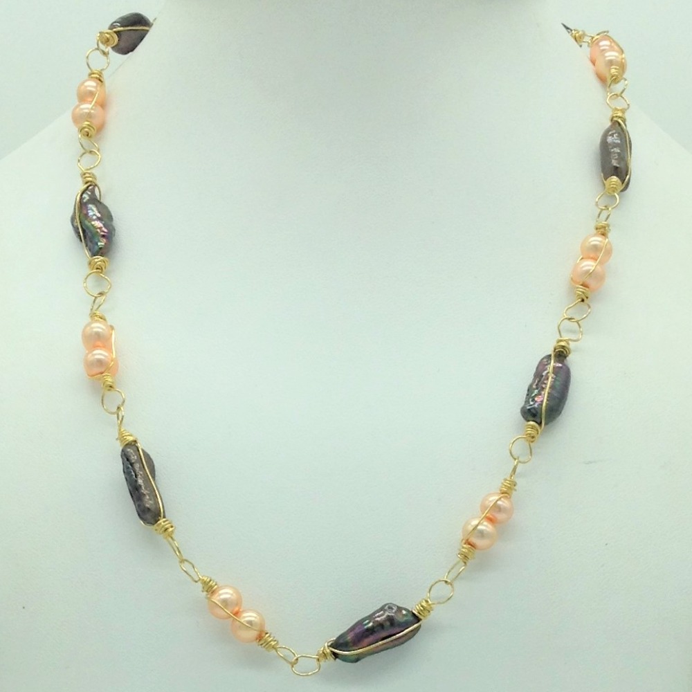 Freshwater multicolour kudkal pearls set in wire mesh jpp1086