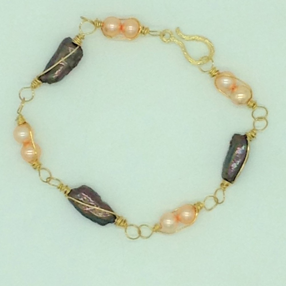 Freshwater multicolour kudkal pearls set in wire mesh jpp1086