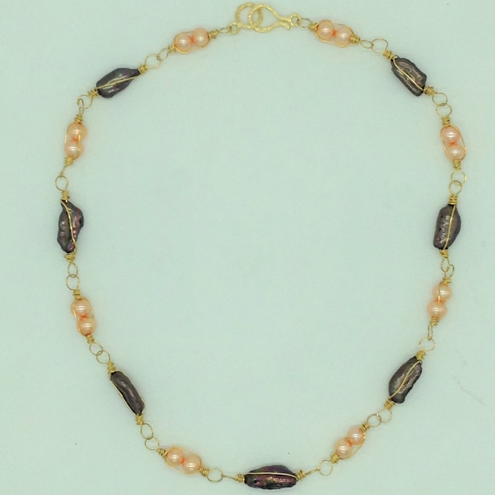 Freshwater multicolour kudkal pearls set in wire mesh jpp1086