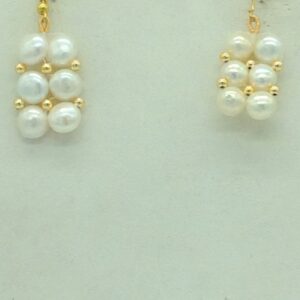 Freshwater White Button Pearls 2 Lines Necklace Set JPP1085