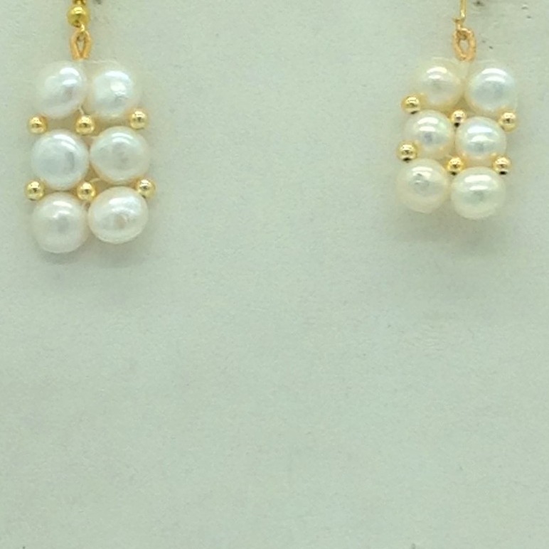 Freshwater White Button Pearls 2 Lines Necklace Set JPP1085