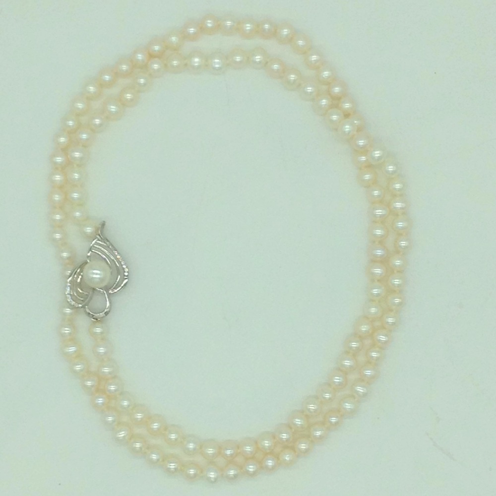 Freshwater white potato pearls long knotted broach mala jpm0463 - Image 2
