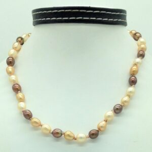 Freshwater Multicolour Oval Pearls Knotted Mala JPM0462