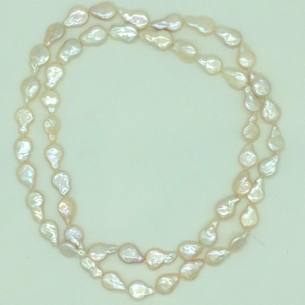 Freshwater cream drop baroque pearls long knotted mala jpm0460 - Image 2