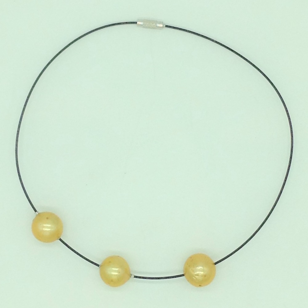 Freshwater Golden Round Pearls Pipe Mala JPM0455