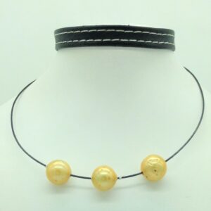 Freshwater Golden Round Pearls Pipe Mala JPM0455