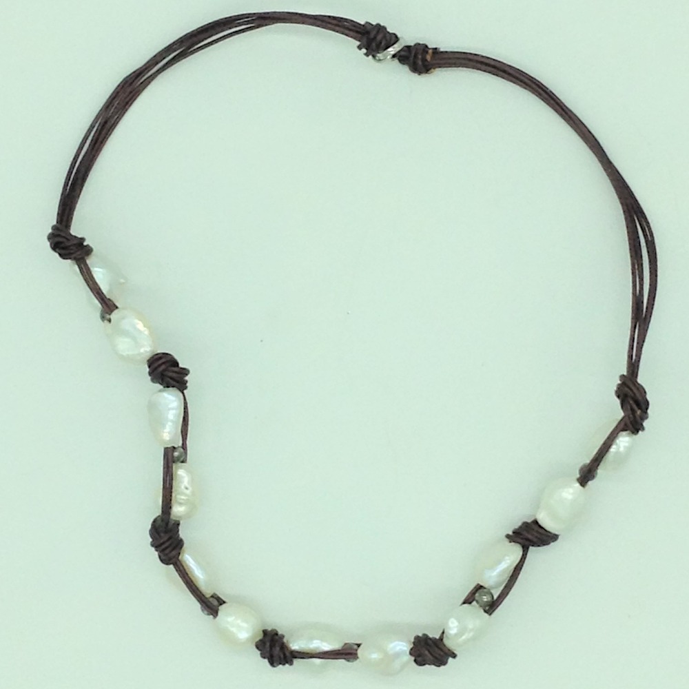Freshwater White Baroque Pearls Pipe Mala JPM0454