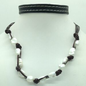 Freshwater White Baroque Pearls Pipe Mala JPM0454