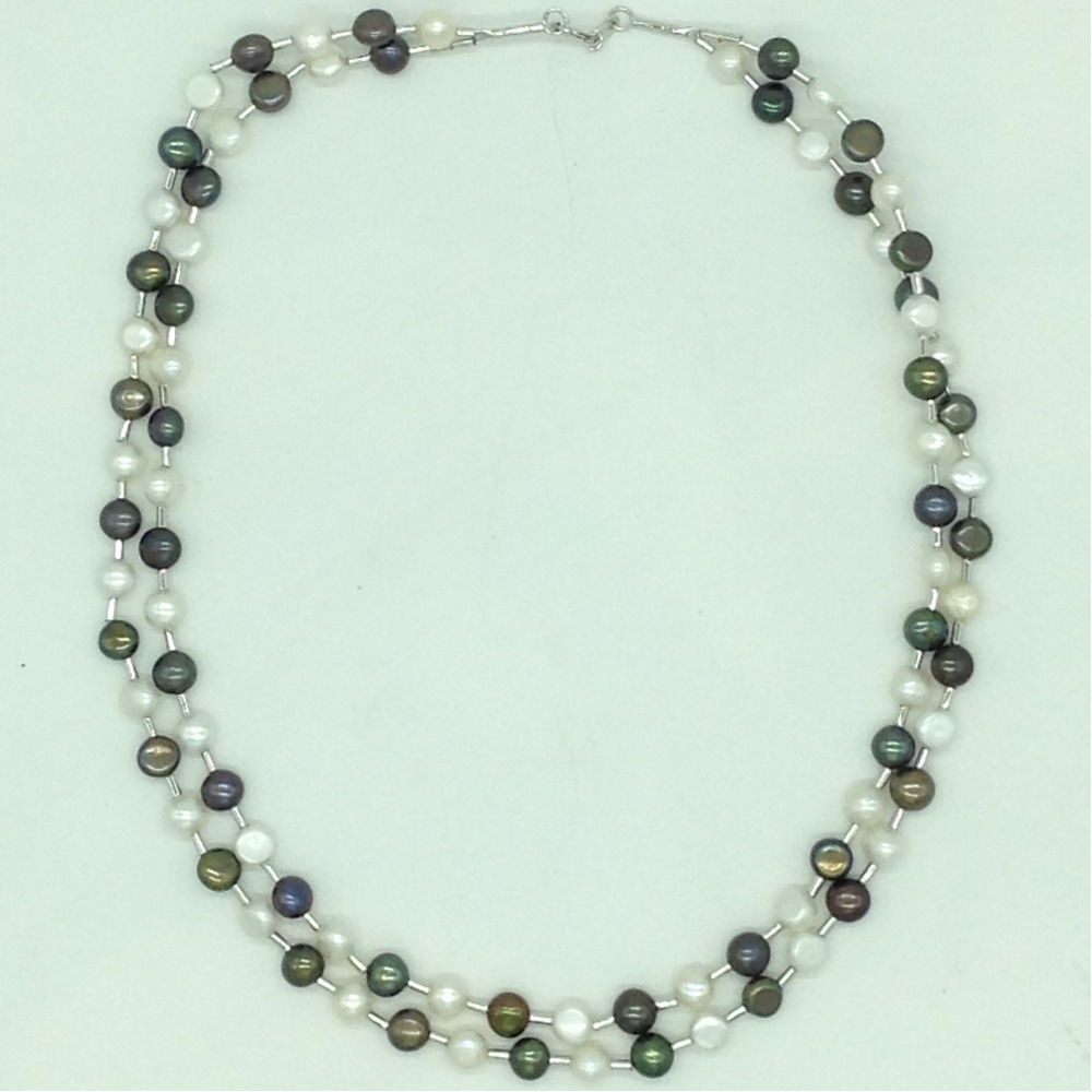 black and white button pearls pipe necklace jpm0452 - Image 2