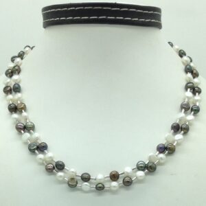 black and white button pearls pipe necklace jpm0452