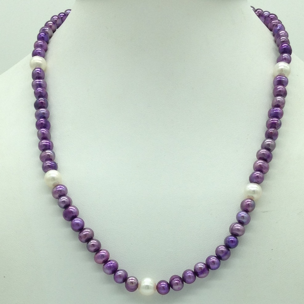 Freshwater Purple And White Potato Pearls Mala JPM0451