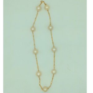 Freshwater Cream Round Pearls Chain Mala JPM448