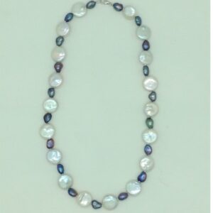Freshwater White And Grey Baroque Pearls Knotted Mala JPM0440