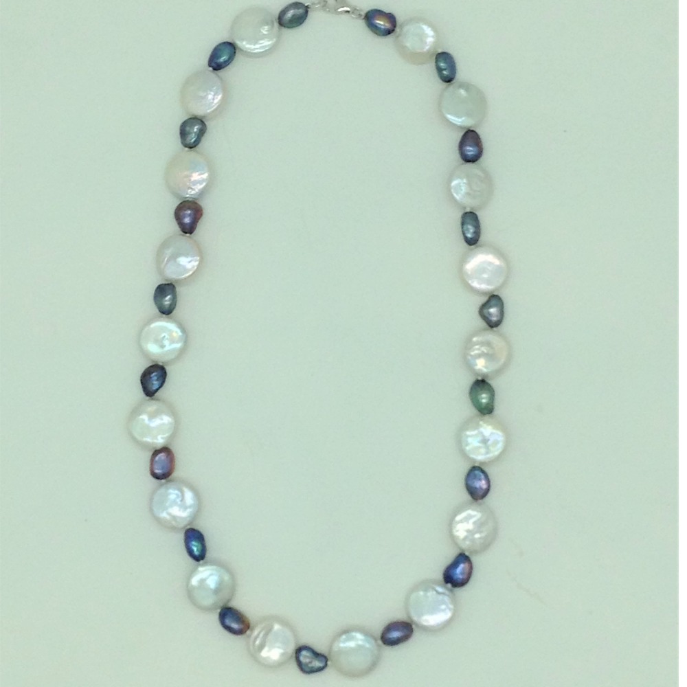 Freshwater White And Grey Baroque Pearls Knotted Mala JPM0440