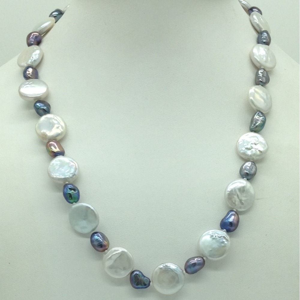 Freshwater White And Grey Baroque Pearls Knotted Mala JPM0440