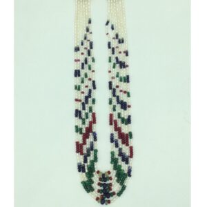 White rice pearls with multicolour stones necklace jpm0429