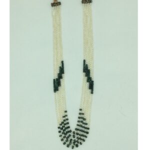 White rice pearls with green bariels 5 layers necklace jpm0422