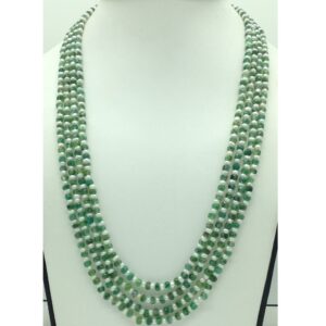 White flat pearls with green bariels 4 layers necklace jpm0415
