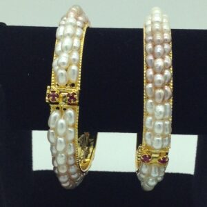 Tricolour Pearls 3 Line Bangles JBG0312