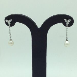 Pearl CZ Silver Ear Hangings JER0164