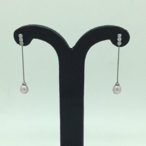 Pearl CZ Silver Ear Hangings JER0157