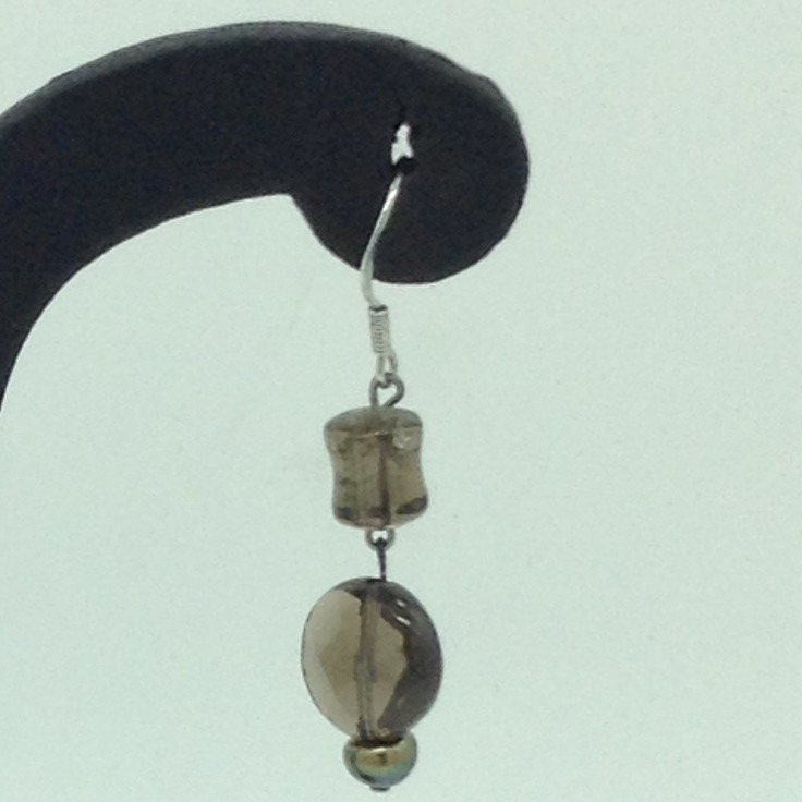 Smoky Topaz Silver Ear Hangings JER0153